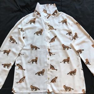 Cat print full sleeve shirt